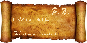 Pláger Netta névjegykártya